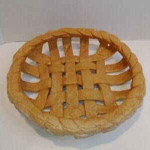 Unique Vintage Handcrafted Braided Bread Dough Basket Bowl  Pie Plate 12" OD